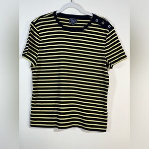 Chaps Classics Yellow Navy Striped Short Sleeve Tee Shirt - Size XL